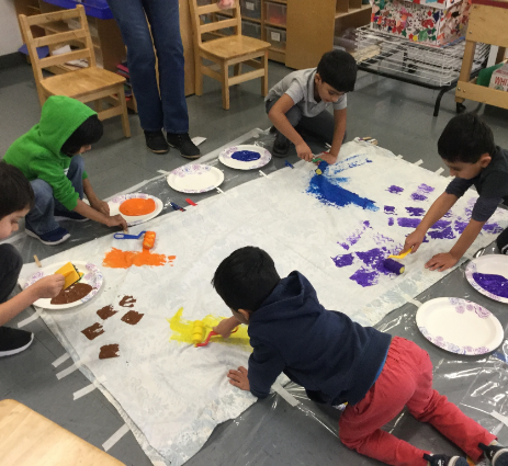 Pre-k students painting